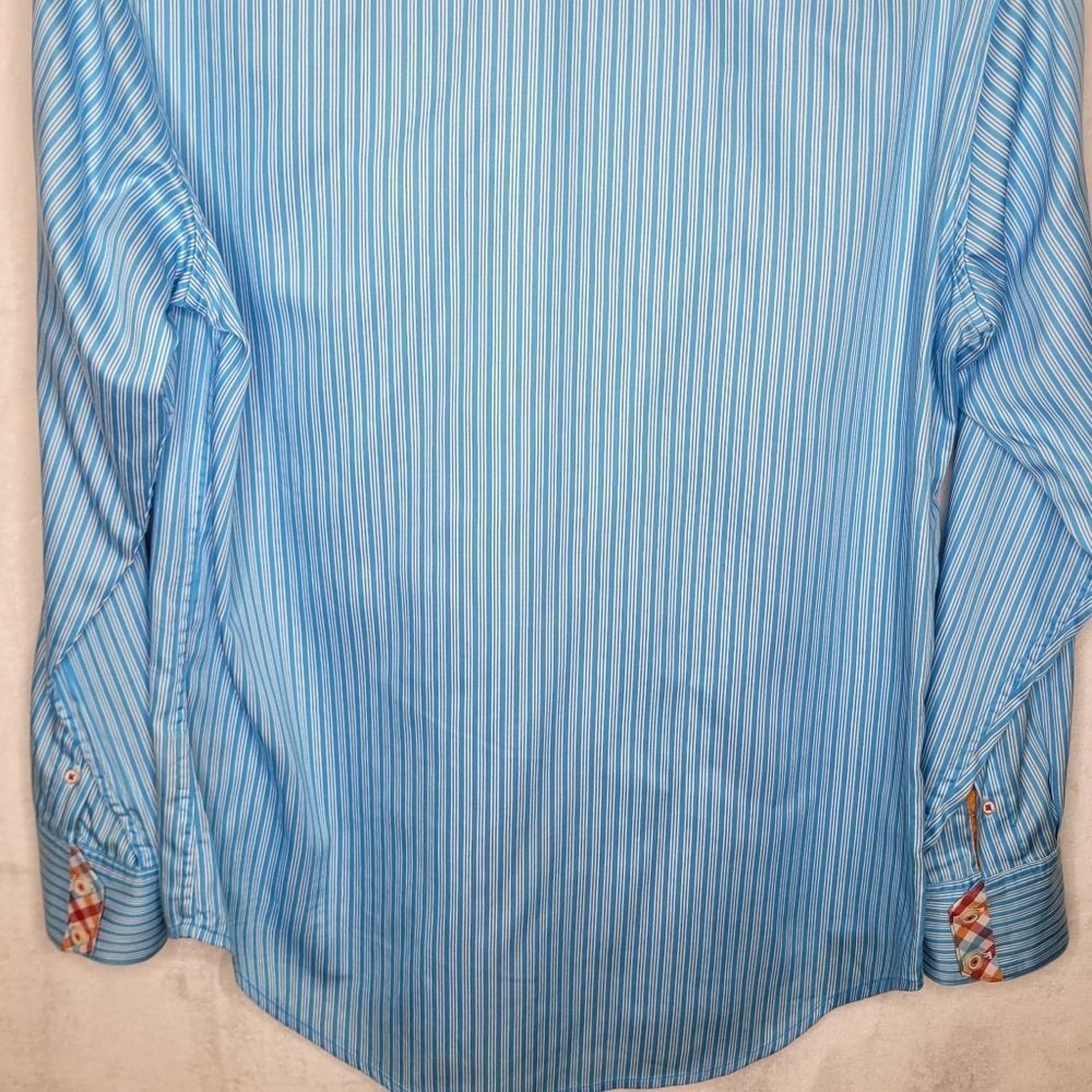 Robert Graham X Collection Striped Flip Cuff Button Down Shirt Size Medium - Picture 11 of 13
